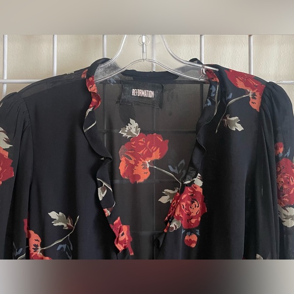 Reformation Dark Floral Wrap Dress - Picture 7 of 9